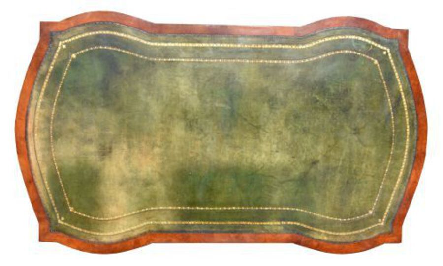 Antique Edwardian Burr Walnut Bow Front Partners Desk