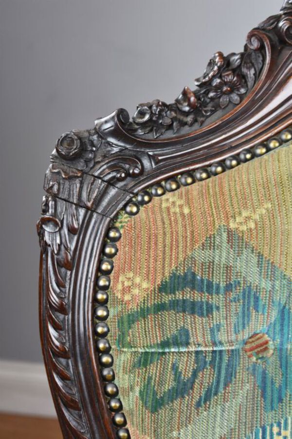 Antique Victorian Carved Rosewood Armchair