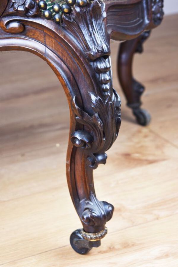 Antique Victorian Carved Rosewood Armchair