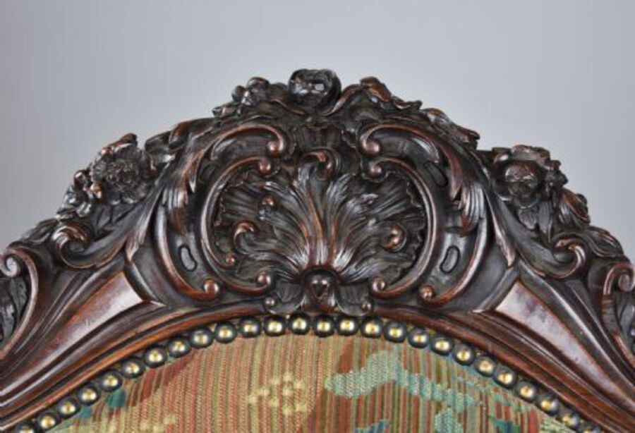 Antique Victorian Carved Rosewood Armchair