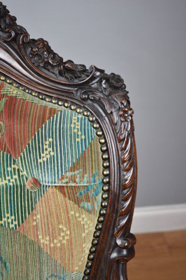 Antique Victorian Carved Rosewood Armchair