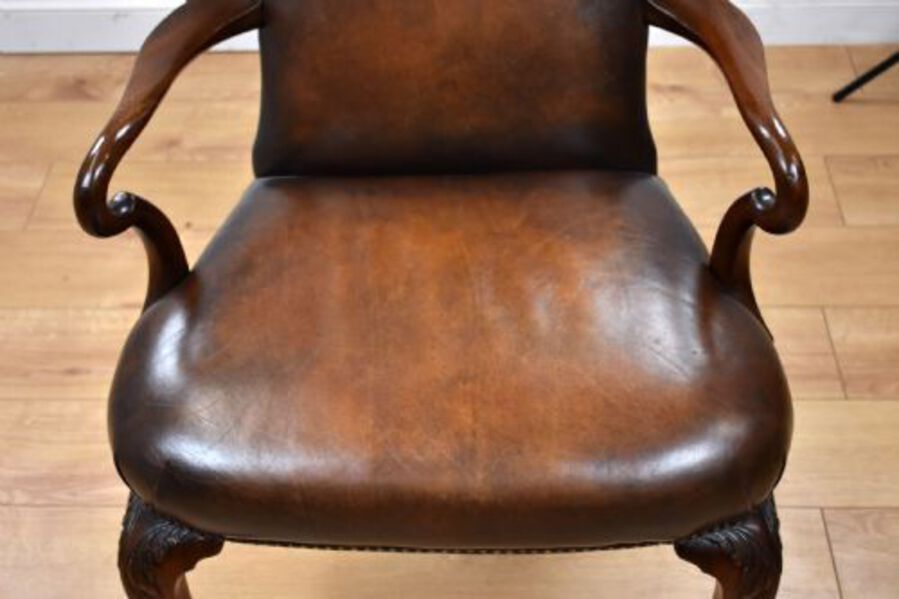Antique Georgian Style Hand Dyed Leather Armchair