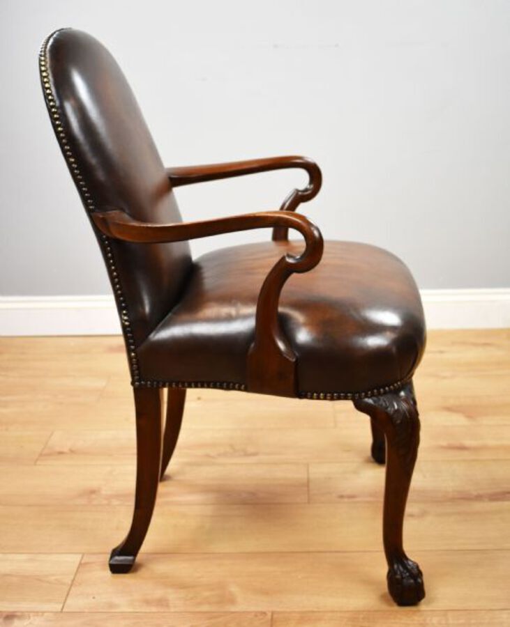 Antique Georgian Style Hand Dyed Leather Armchair