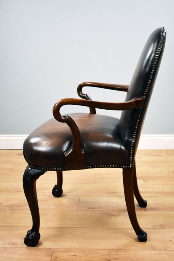 Antique Georgian Style Hand Dyed Leather Armchair