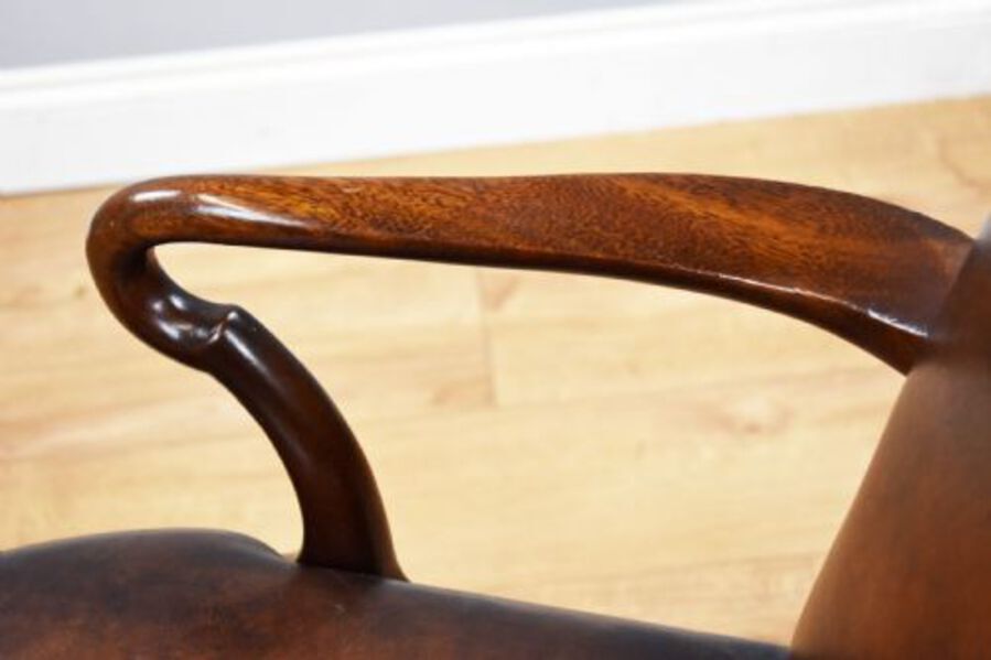 Antique Georgian Style Hand Dyed Leather Armchair
