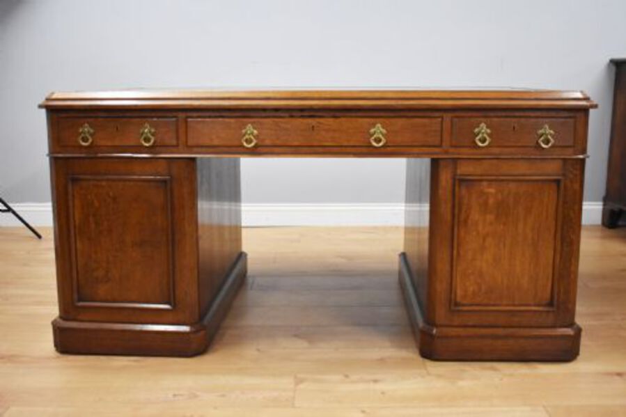 Antique Victorian Oak Partners Desk