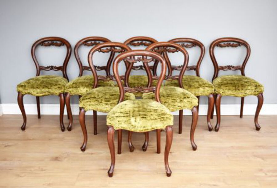 Set of 8 Victorian Mahogany Dining Chairs