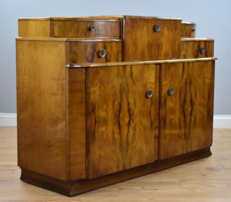 Antique Art Deco Walnut cocktail cabinet
