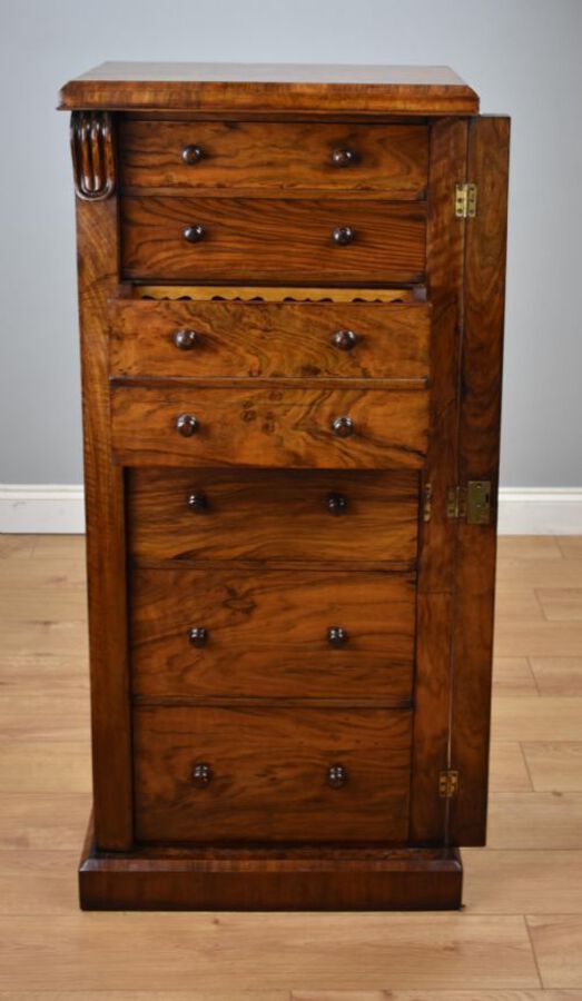 Antique Victorian Walnut Secretaire Wellington Chest