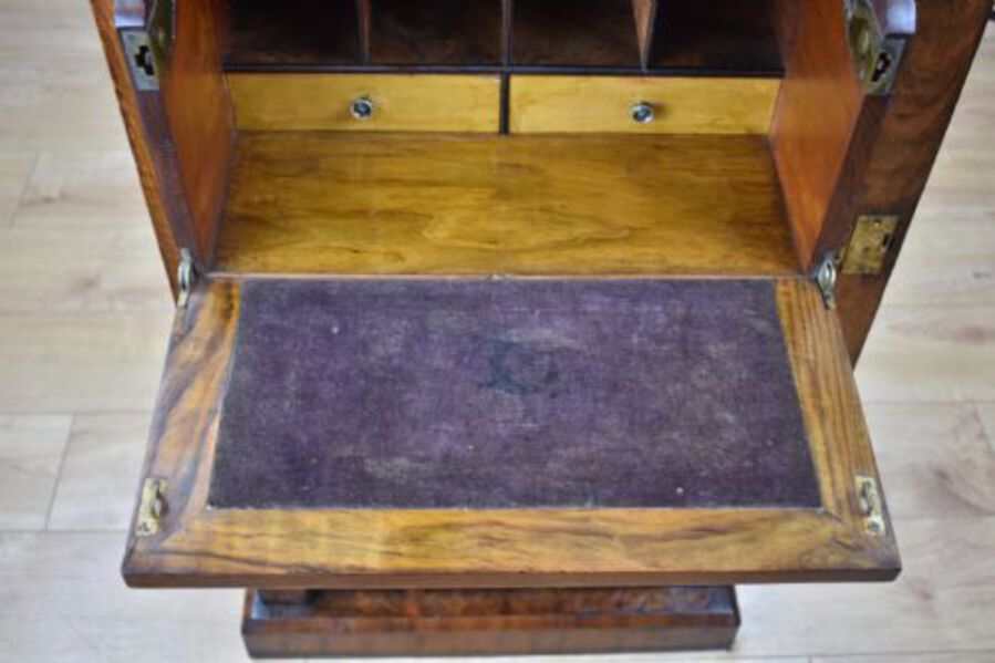 Antique Victorian Walnut Secretaire Wellington Chest