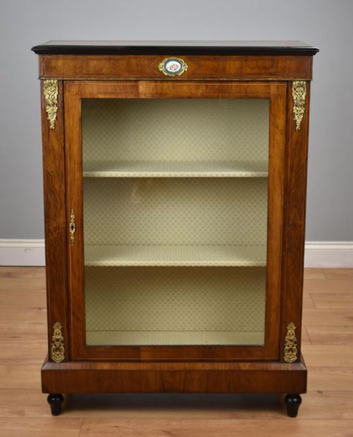 Antique Victorian Walnut and Ormolu Pier Cabinet