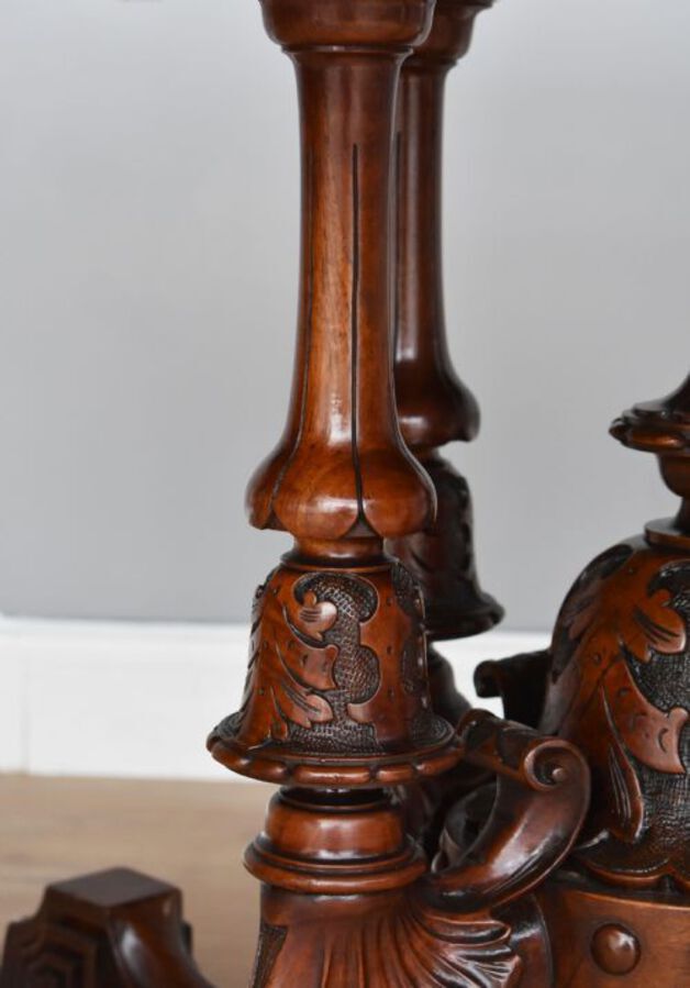 Antique Victorian Burr Walnut Inlaid Breakfast Table 