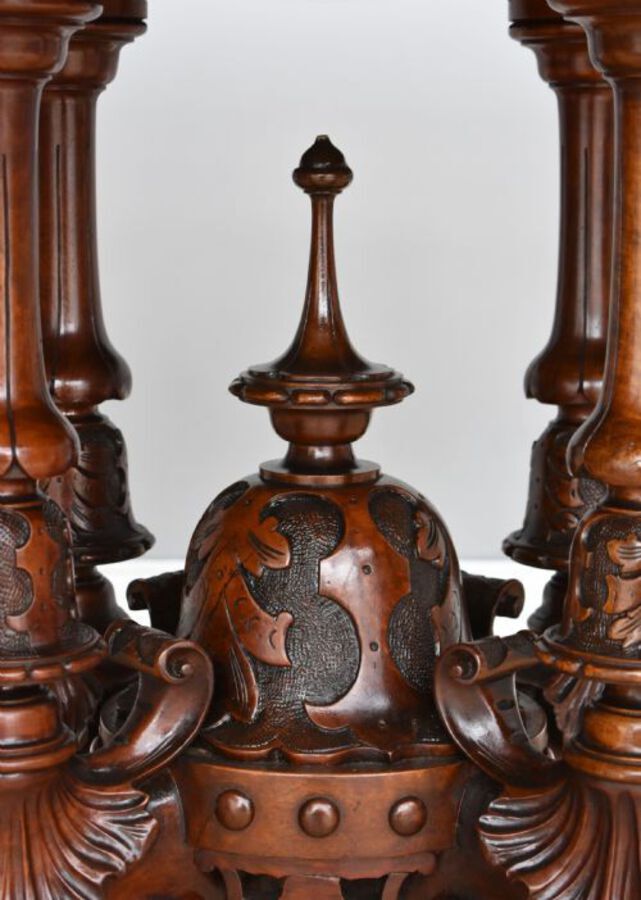 Antique Victorian Burr Walnut Inlaid Breakfast Table 