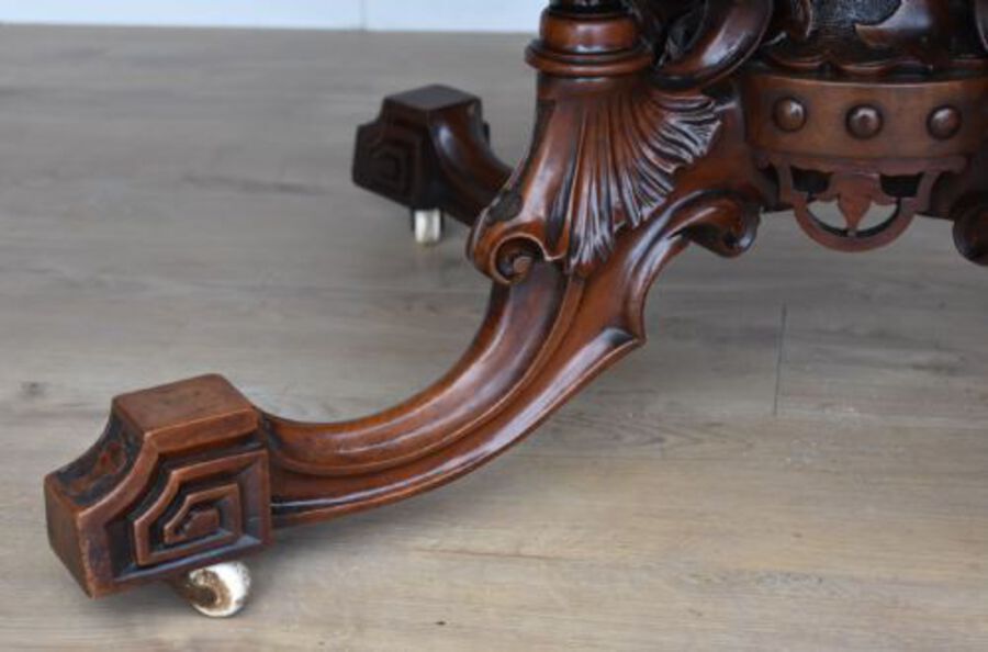 Antique Victorian Burr Walnut Inlaid Breakfast Table 