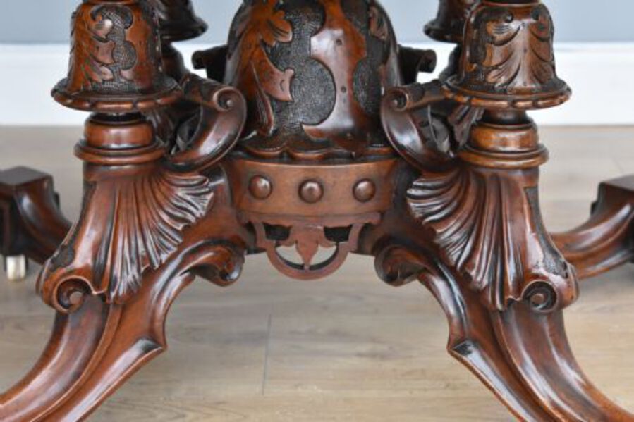 Antique Victorian Burr Walnut Inlaid Breakfast Table 