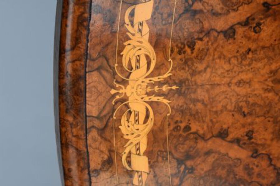 Antique Victorian Burr Walnut Inlaid Breakfast Table 