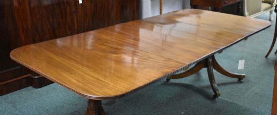 Antique Regency Style Mahogany Pedestal Dining Table