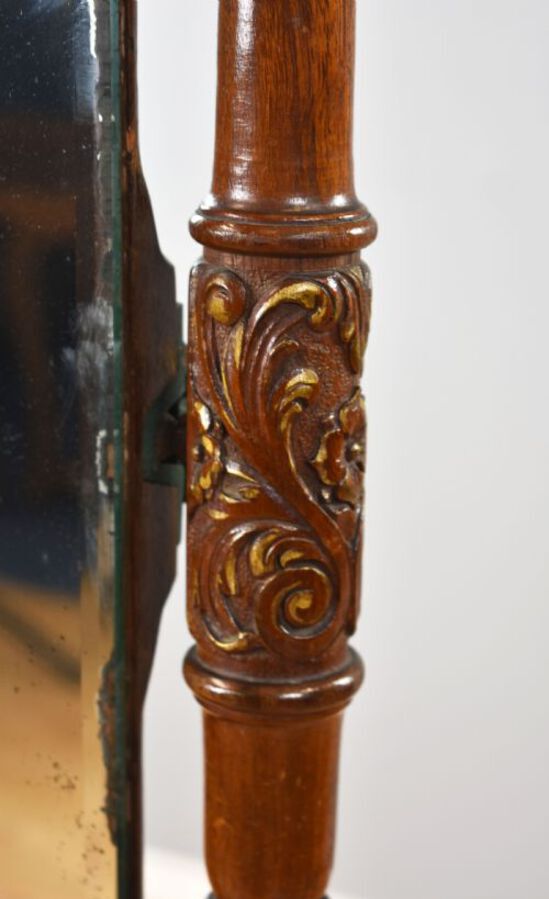 Antique Edwardian Mahogany and Walnut Cheval Mirror