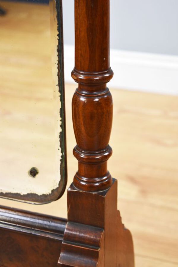 Antique Edwardian Mahogany and Walnut Cheval Mirror