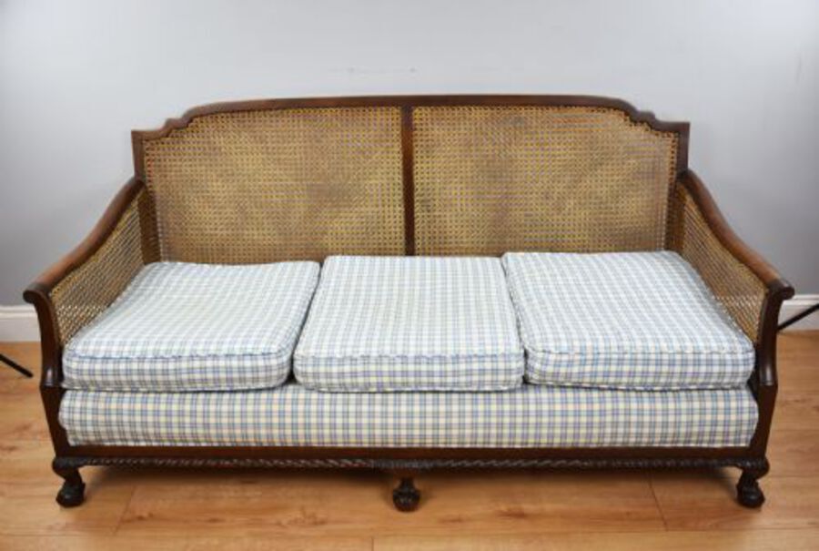 Antique Early 20th Century Mahogany Bergere Sofa