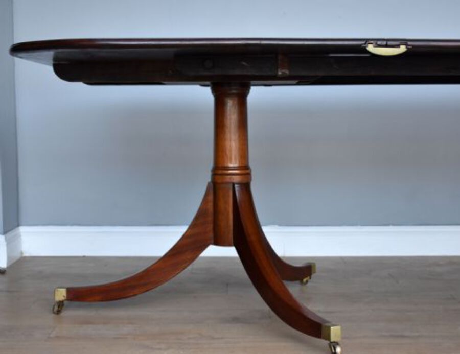 Antique Regency Style Mahogany Pedestal Dining Table