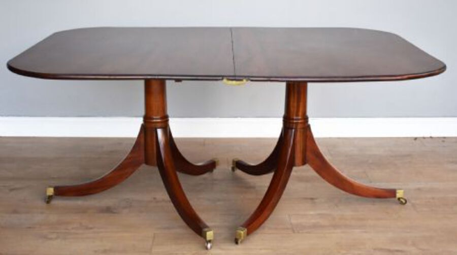 Antique Regency Style Mahogany Pedestal Dining Table