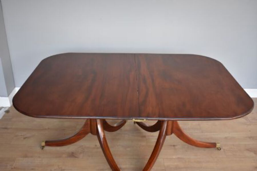 Antique Regency Style Mahogany Pedestal Dining Table