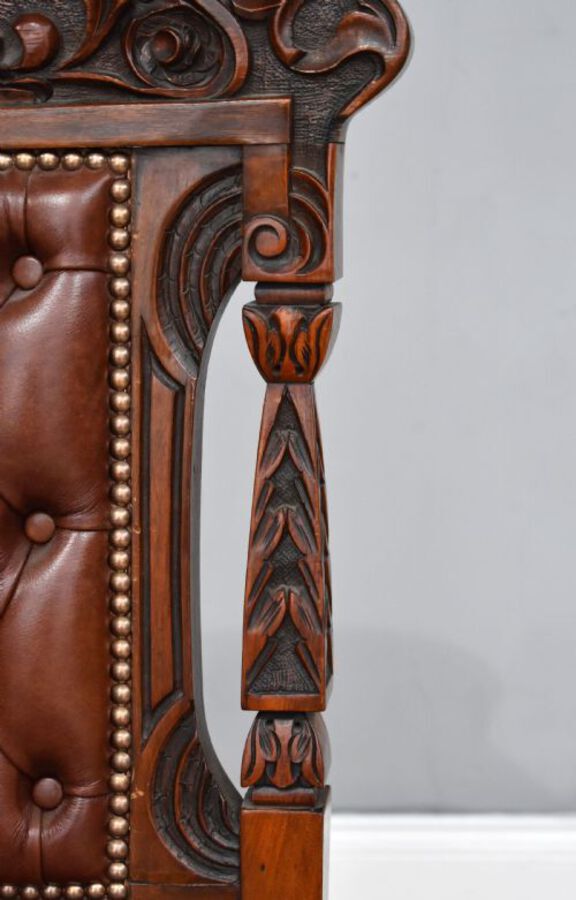 Antique Set of 6 Victorian Carved Walnut Dining Chairs