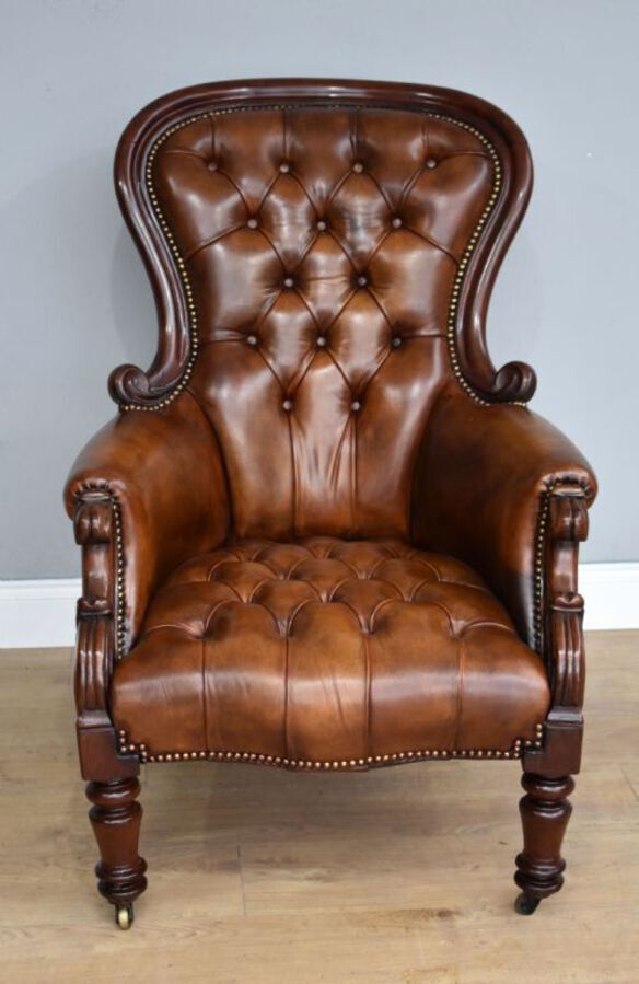 Antique Victorian Leather Armchair