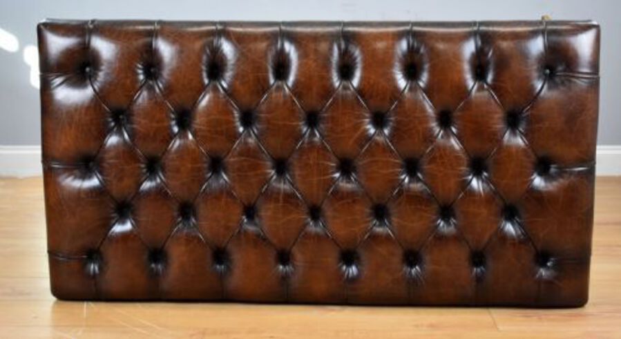 Antique Large Antique Hand Dyed Leather Stool