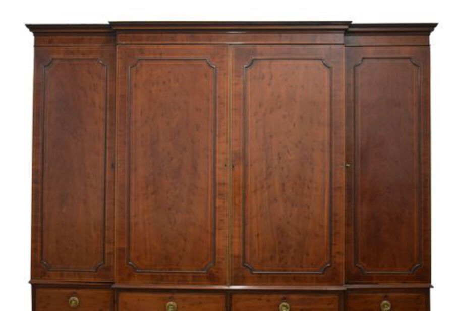 Antique Large Antique Mahogany Breakfront Wardrobe