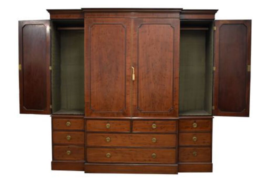 Antique Large Antique Mahogany Breakfront Wardrobe