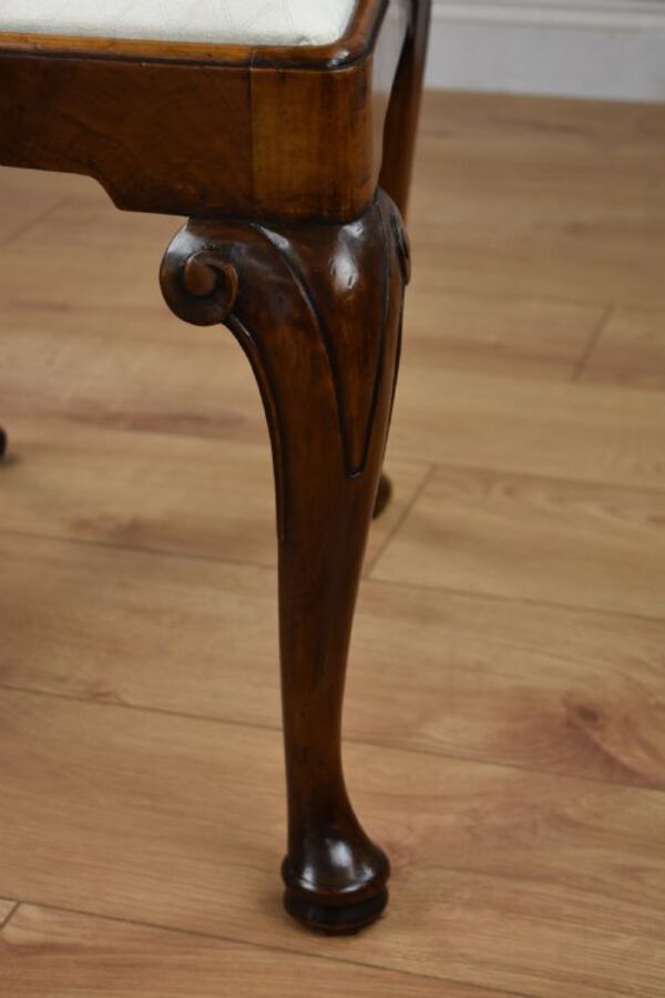 Antique Set Fourteen Walnut Queen Anne Style Dining Chairs