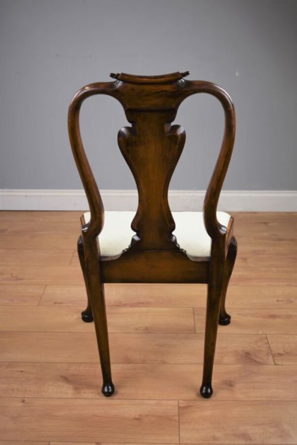 Antique Set Fourteen Walnut Queen Anne Style Dining Chairs