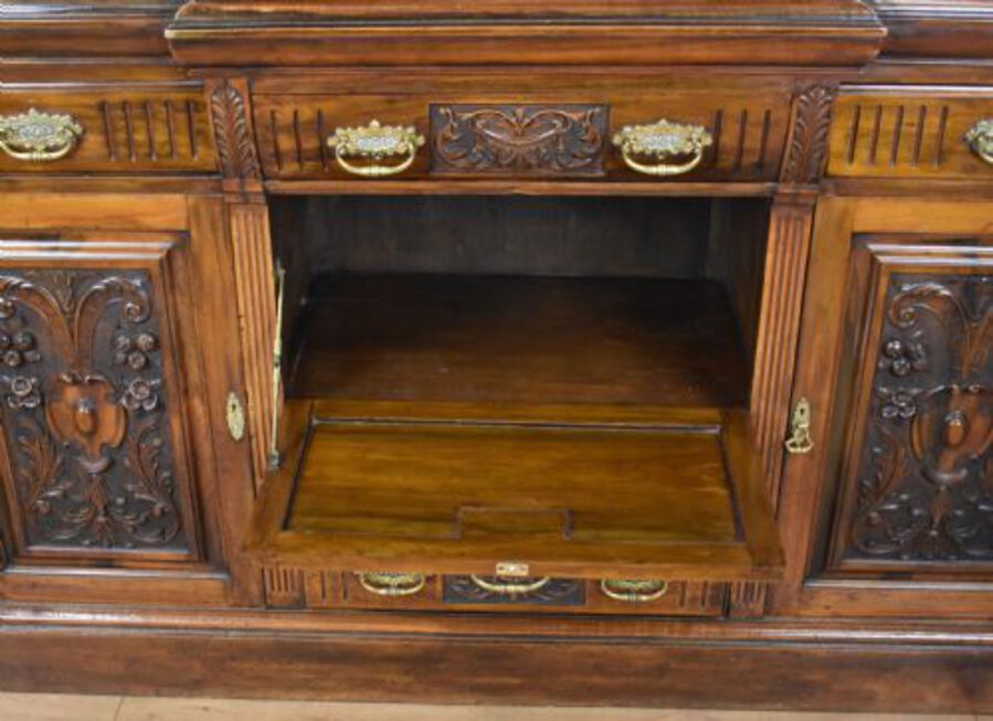 Antique Victorian Walnut Mirror Back Sideboard