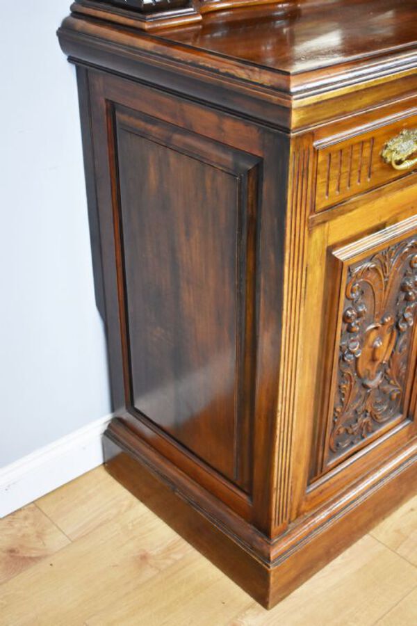 Antique Victorian Walnut Mirror Back Sideboard