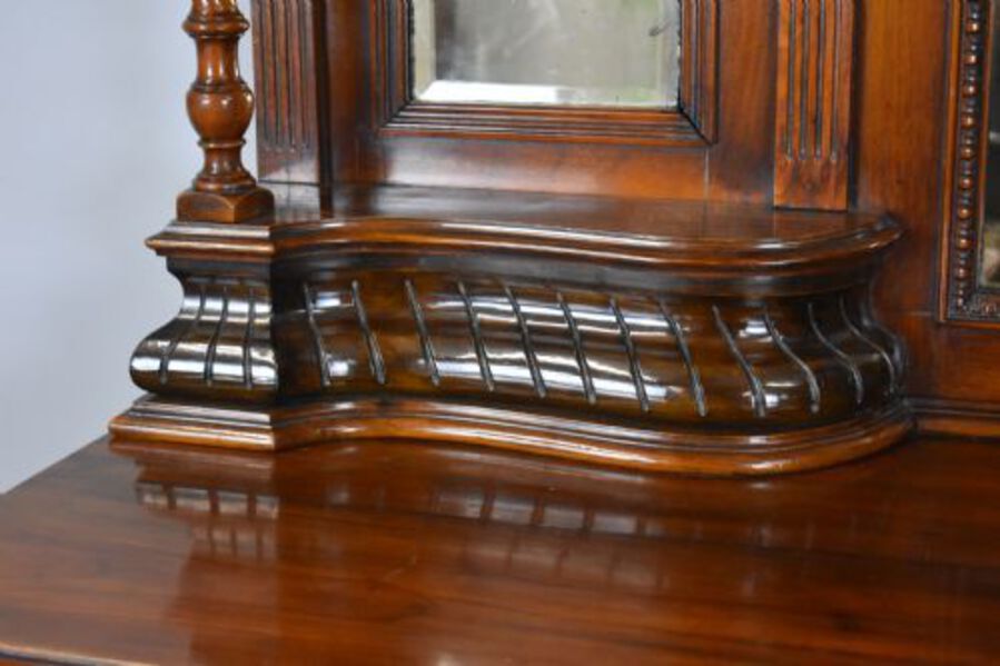 Antique Victorian Walnut Mirror Back Sideboard