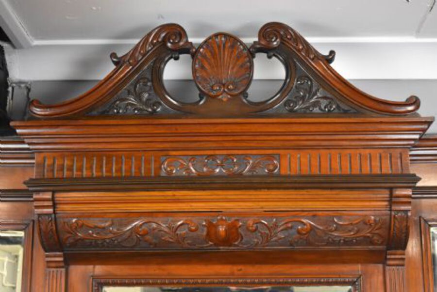 Antique Victorian Walnut Mirror Back Sideboard