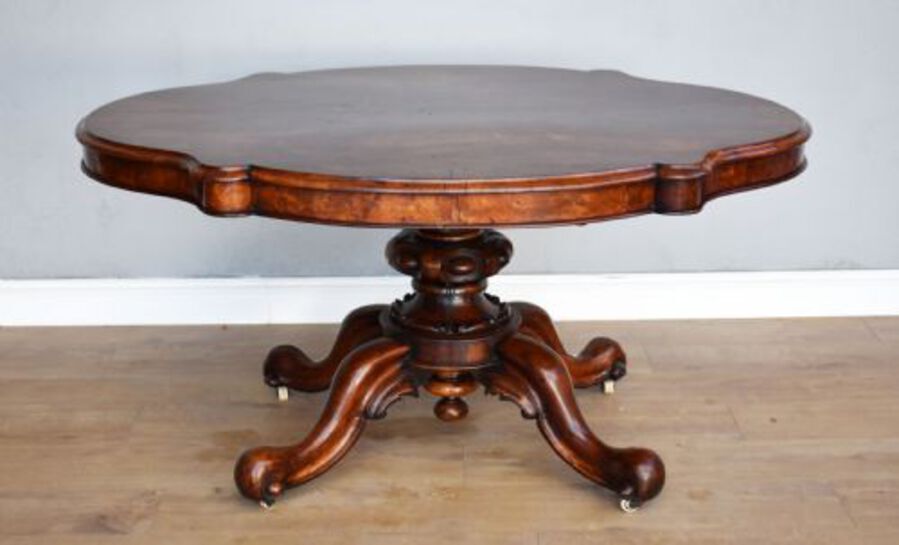 Antique Victorian Burr Walnut Breakfast Table
