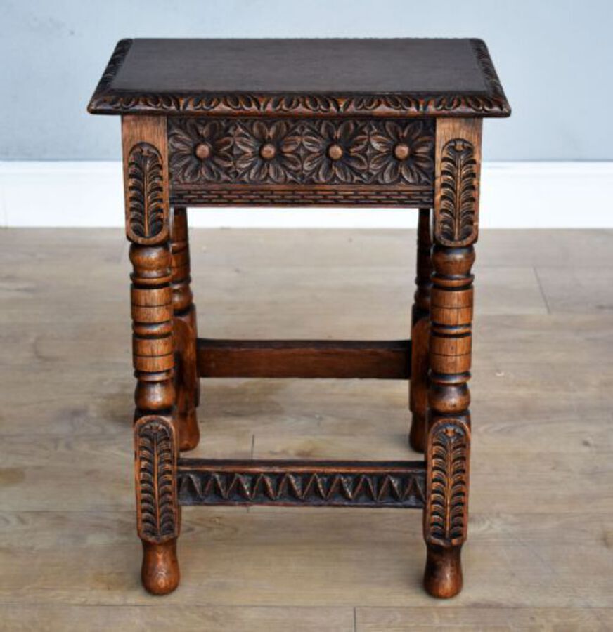 Antique Antique Carved Oak Joint Stool