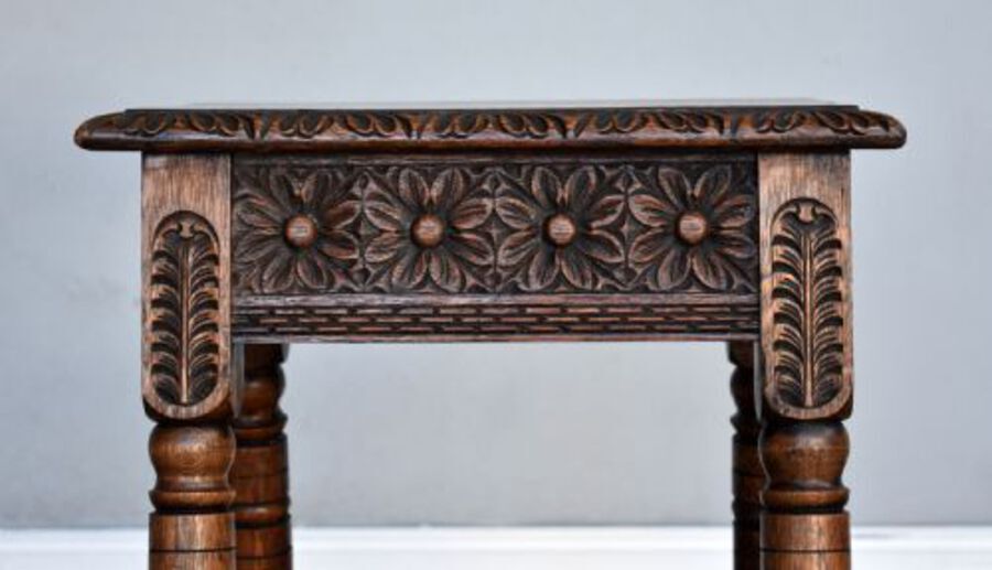 Antique Antique Carved Oak Joint Stool