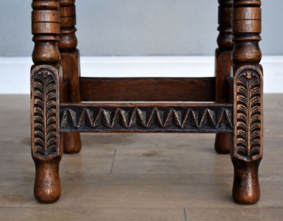 Antique Antique Carved Oak Joint Stool