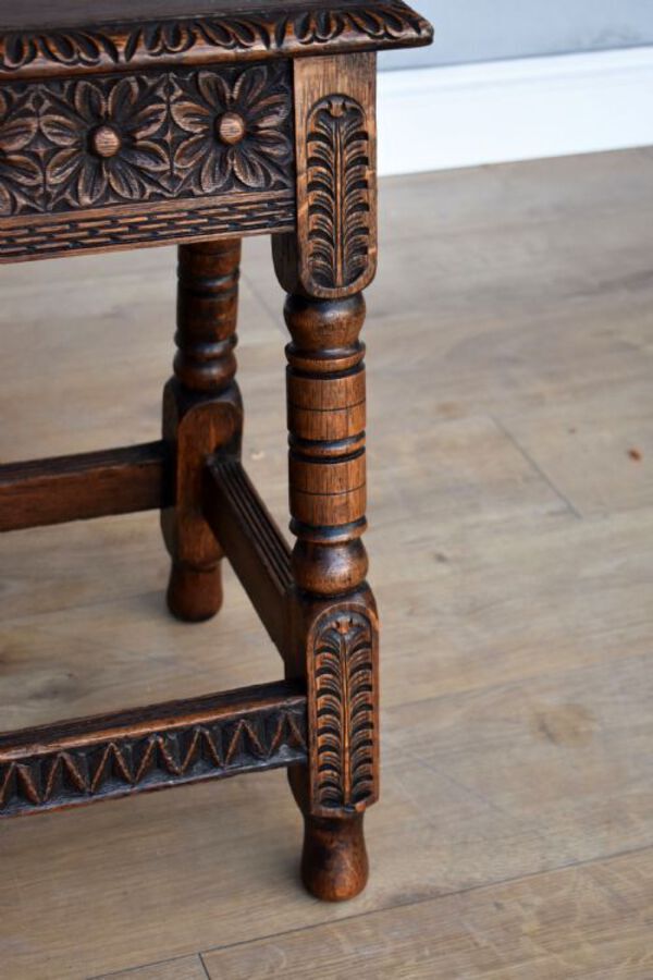 Antique Antique Carved Oak Joint Stool