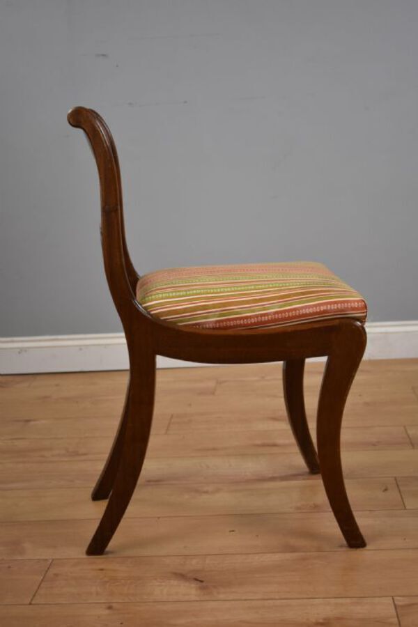 Antique Set Six Mahogany Brass Inlaid Dining Chairs
