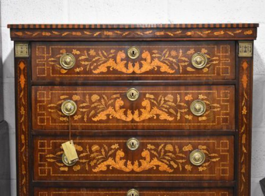 Antique 18th Century Dutch Marquetry Chest of Drawers
