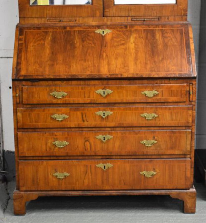 Antique George II Walnut Bureau Bookcase
