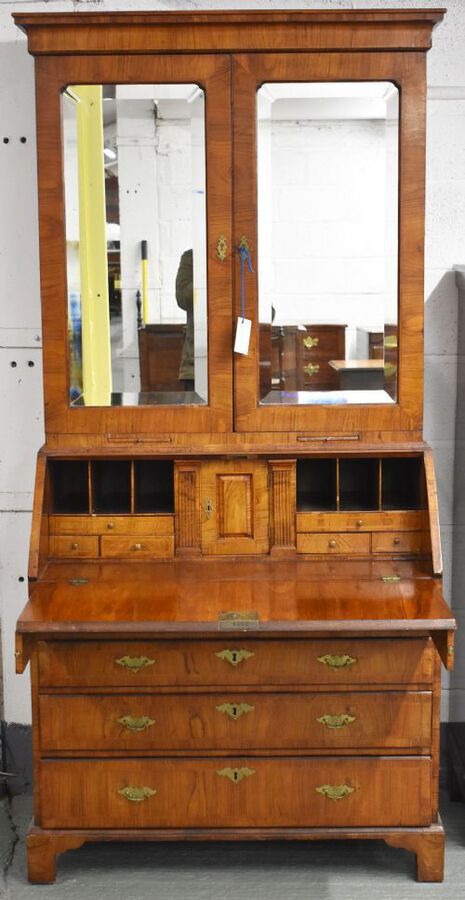 Antique George II Walnut Bureau Bookcase