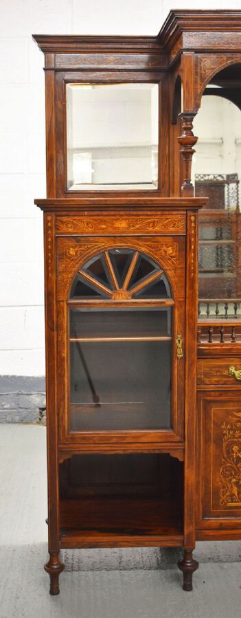 Antique Victorian Rosewood and Marquetry Display Cabinet