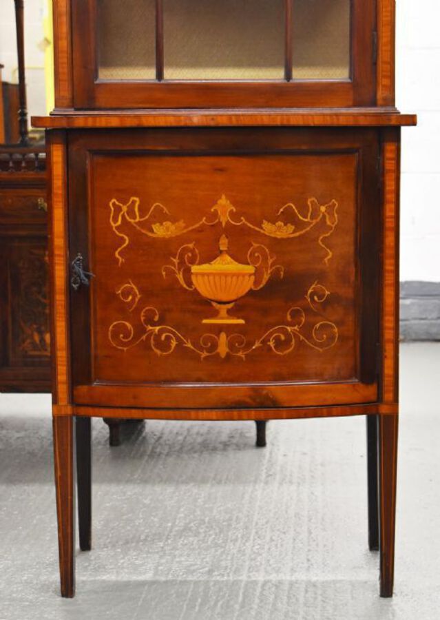 Antique Edwardian Mahogany Inlaid Display Cabinet 