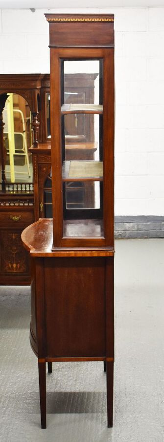 Antique Edwardian Mahogany Inlaid Display Cabinet 